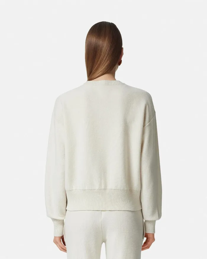 Versace Medusa WoolBlend Knit Towel Sweater White Women Knitwear
