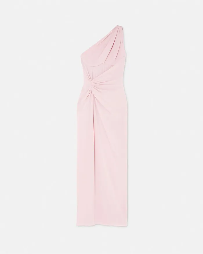 Versace OneShoulder Silk Georgette Gown Light Pink Women Dresses