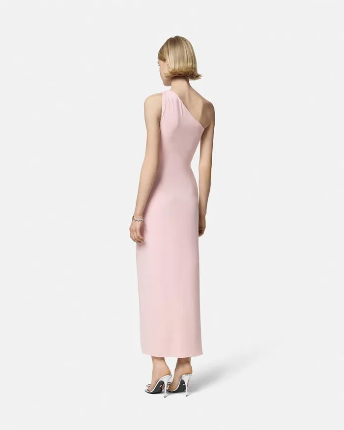 Versace OneShoulder Silk Georgette Gown Light Pink Women Dresses