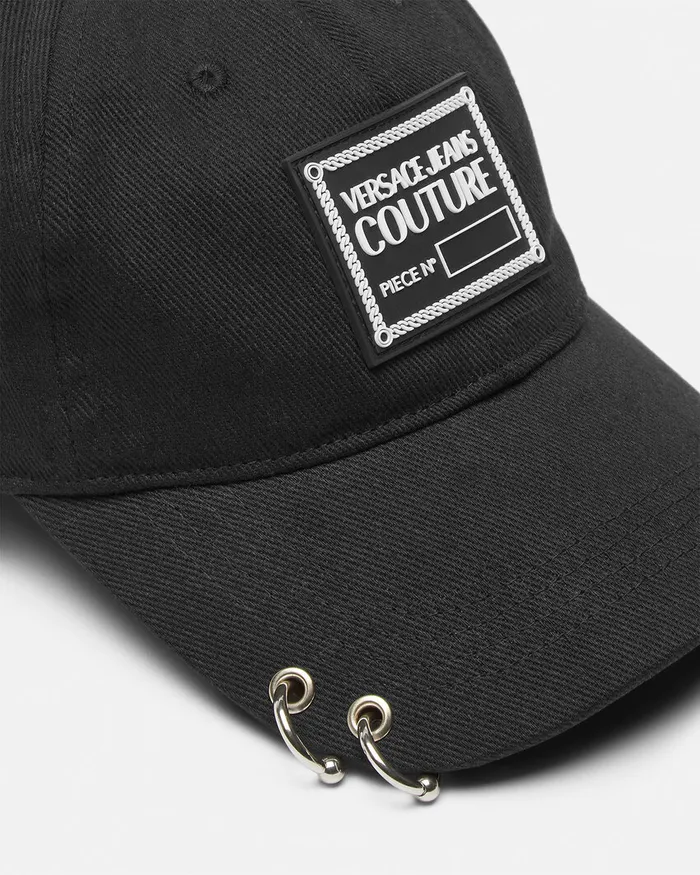 Versace Piece Number Piercing Baseball Cap Blackprint WomenMen Jeans Couture