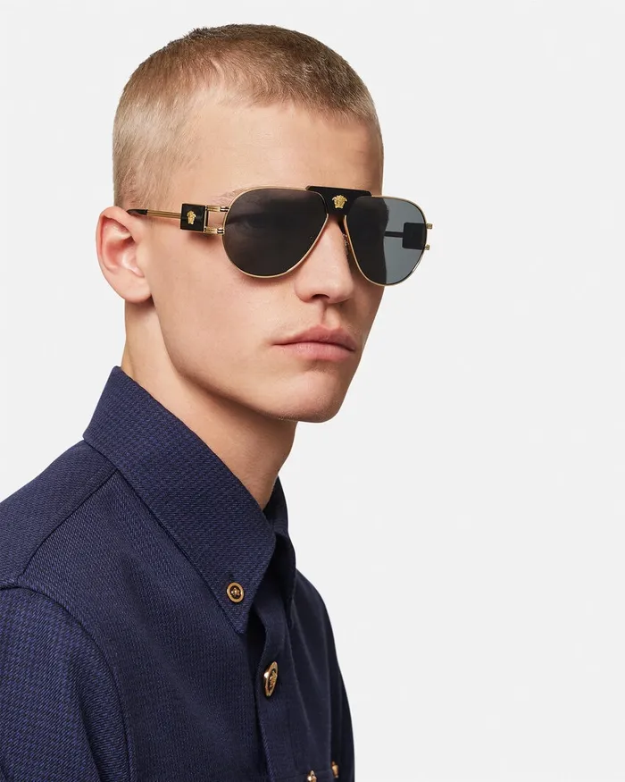 Versace Pilot Sunglasses Blackgold Men Sunglasses