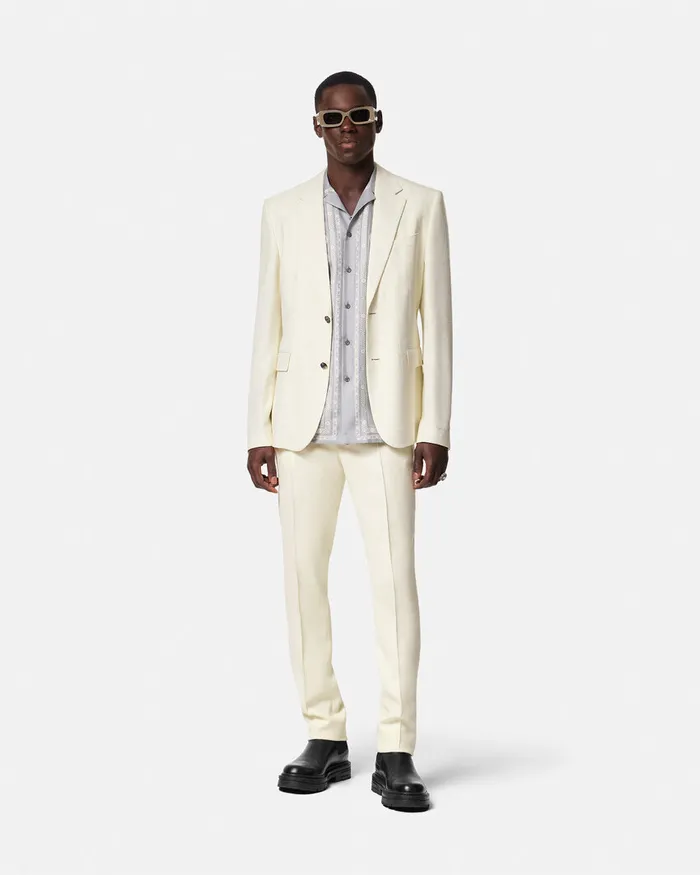 Versace SilkBlend Malfil Formal Pants White Men Blazers and Suits