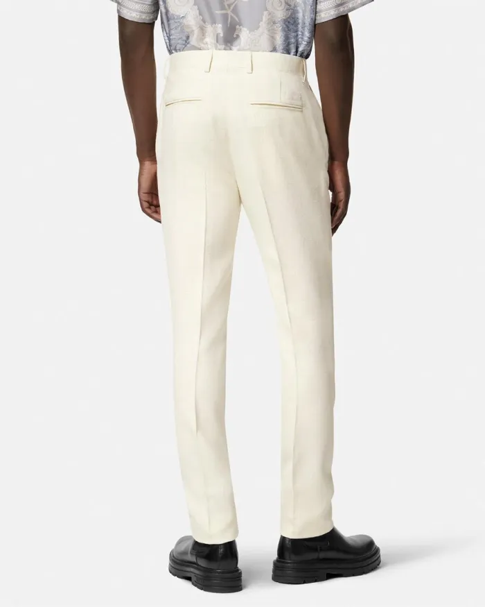 Versace SilkBlend Malfil Formal Pants White Men Blazers and Suits