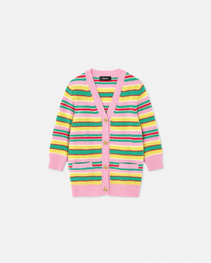 Versace Striped CableKnit Cardigan Print Kids Knitwear and Sweatshirts