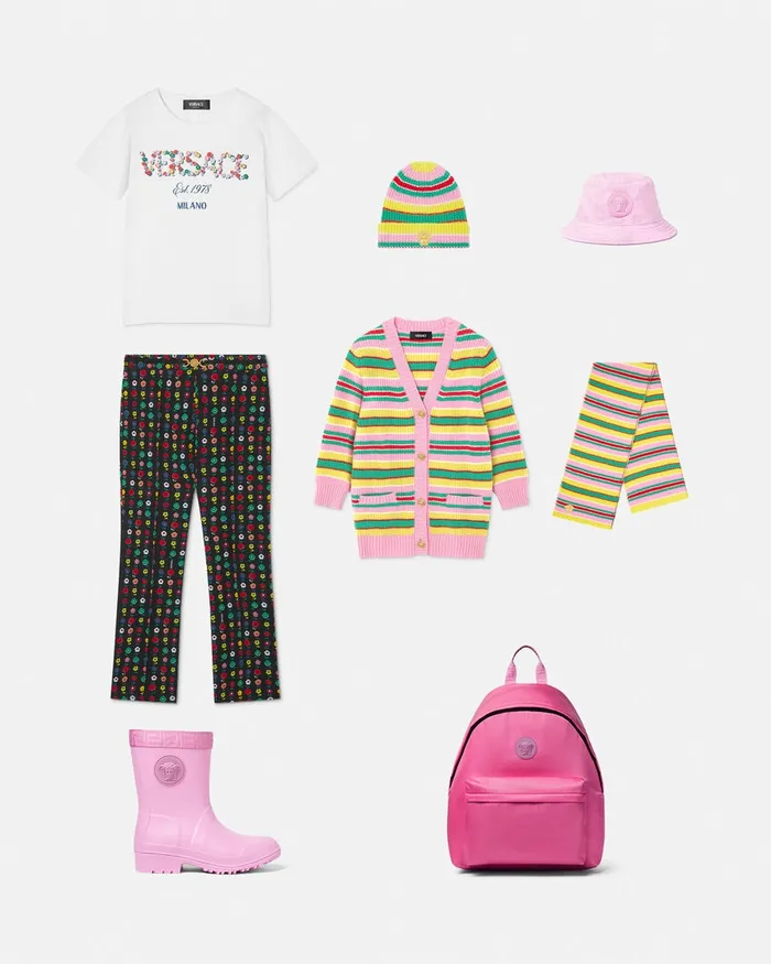 Versace Striped CableKnit Cardigan Print Kids Knitwear and Sweatshirts