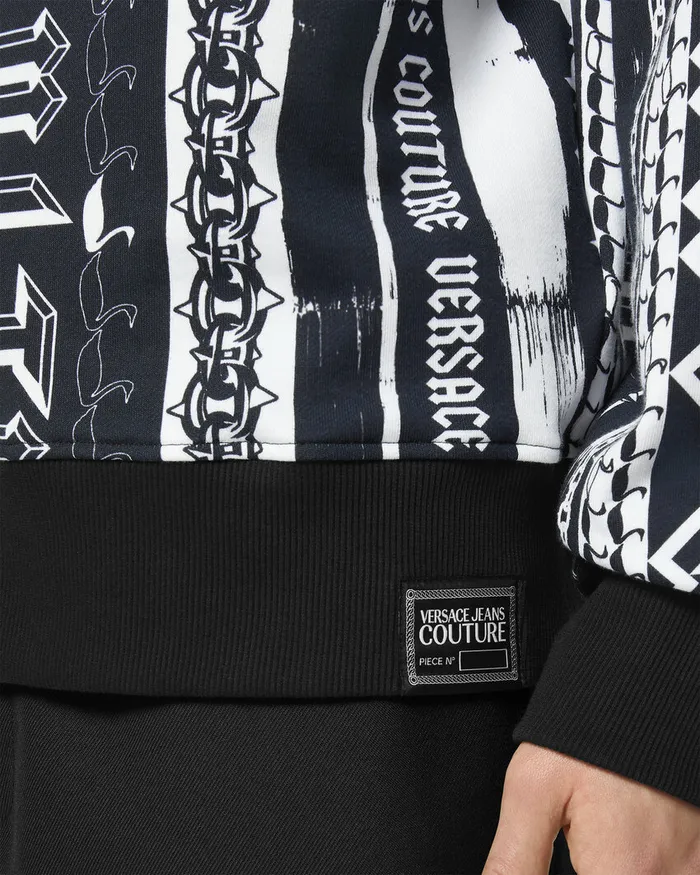 Versace Stripes RelaxedFit Sweatshirt Blackprint Men Jeans Couture