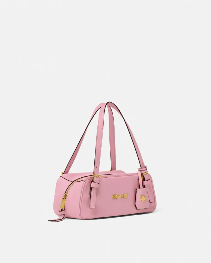 Versace Tag Bowling Shoulder Bag Pink Women Top Handle