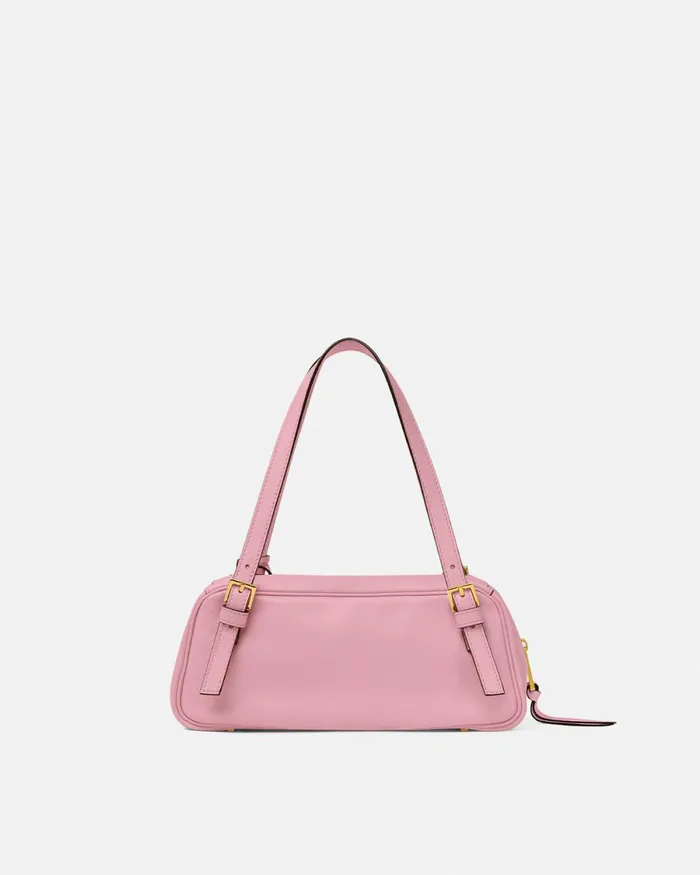 Versace Tag Bowling Shoulder Bag Pink Women Top Handle