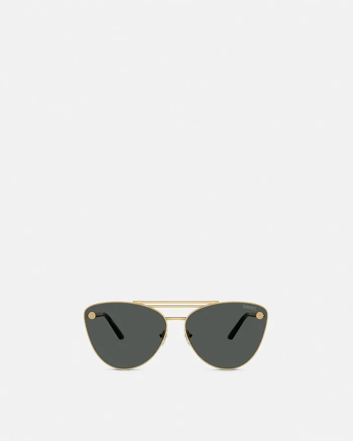 Versace Tubular Greca CatEye Sunglasses Blackgold Women Sunglasses