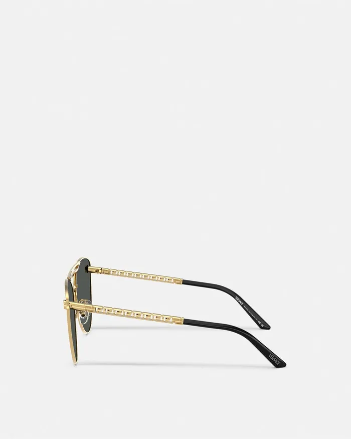 Versace Tubular Greca CatEye Sunglasses Blackgold Women Sunglasses