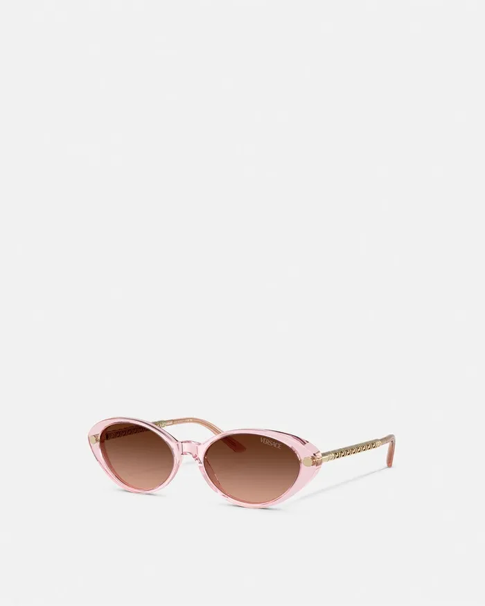 Versace Tubular Greca Oval Sunglasses Pink Women Sunglasses