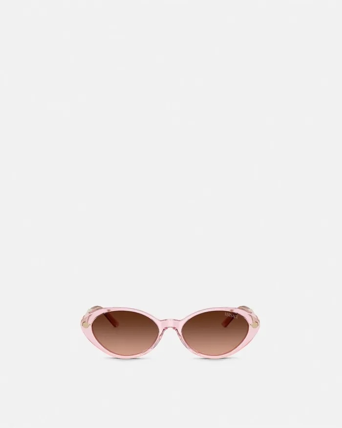 Versace Tubular Greca Oval Sunglasses Pink Women Sunglasses