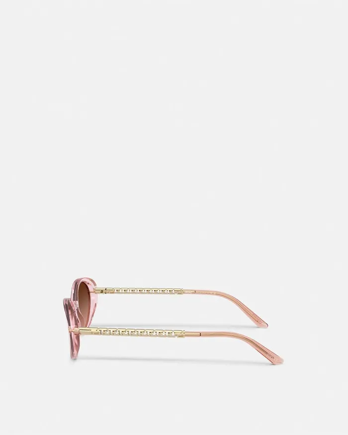 Versace Tubular Greca Oval Sunglasses Pink Women Sunglasses