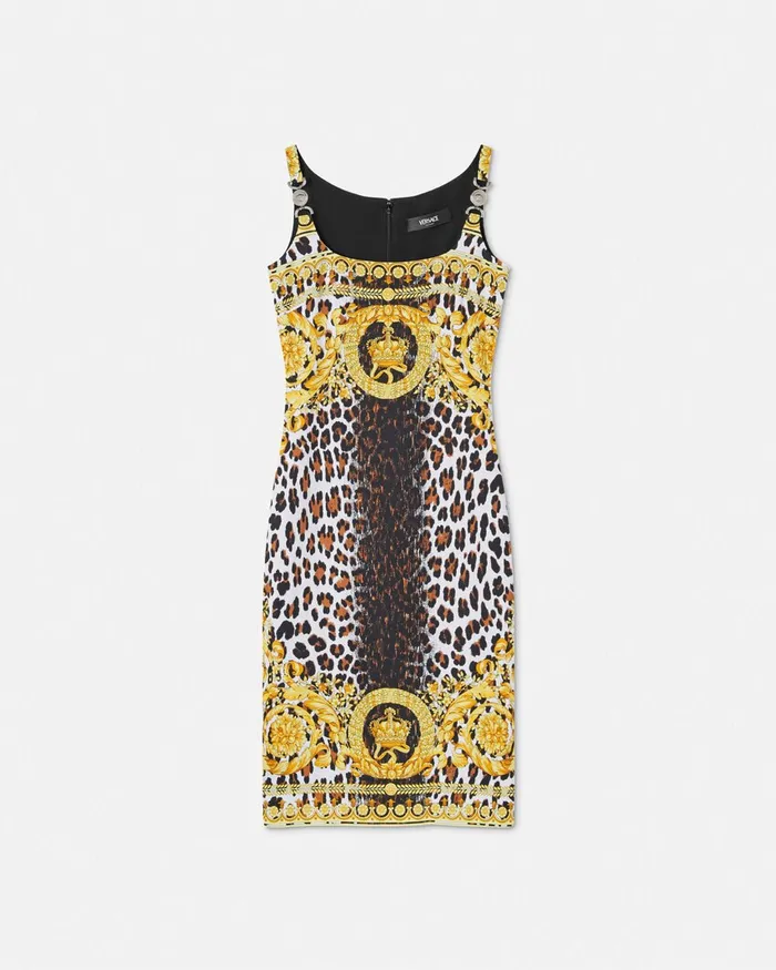 Versace Wild Barocco Fitted Midi Dress Print Women Dresses