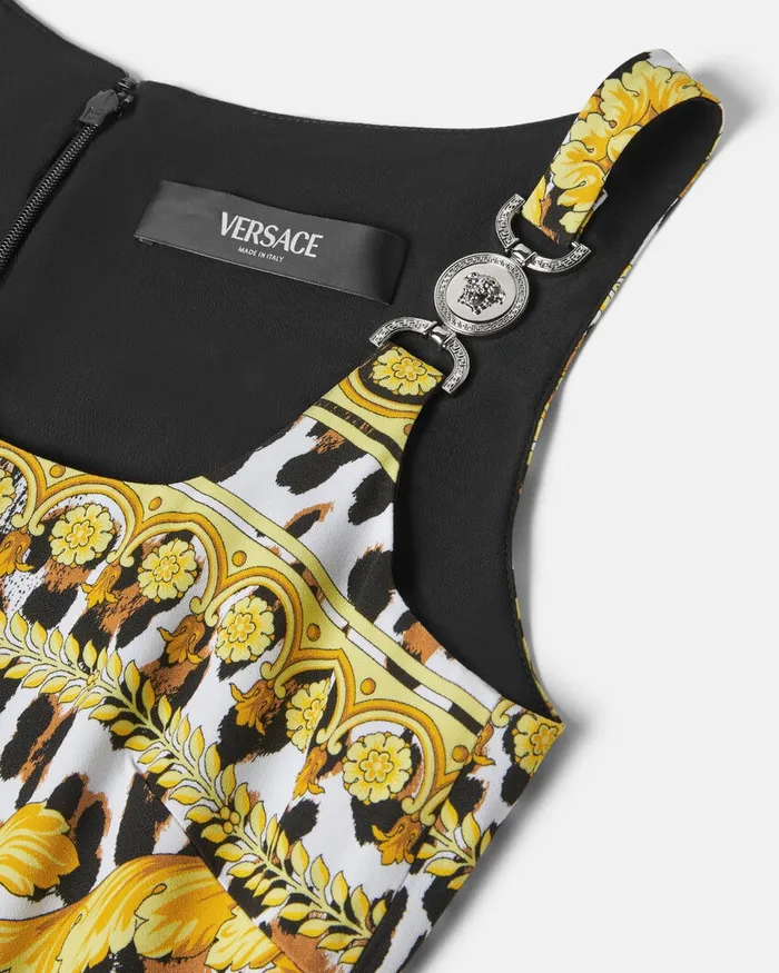 Versace Wild Barocco Fitted Midi Dress Print Women Dresses