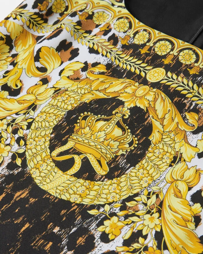 Versace Wild Barocco Fitted Midi Dress Print Women Dresses
