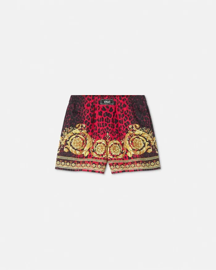 Versace Wild Barocco Gabardine Shorts Printred Kids Pants