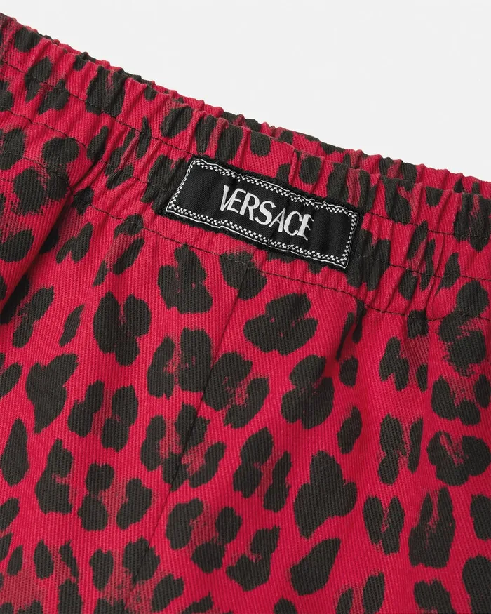 Versace Wild Barocco Gabardine Shorts Printred Kids Pants