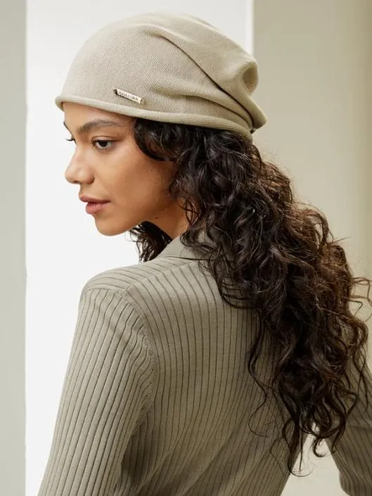 Versatile Metal Logo Silk Beanie Women Belts Lilysilk Hats