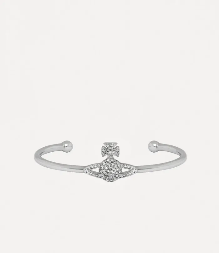 Vivienne Westwood Bracelets WomenMen Grace Bas Relief Open Bangle Platinum Crystal Crystal Vivienne Westwood Bracelets WomenMen Grace Bas Relief Open Bangle Platinum Crystal Crystal