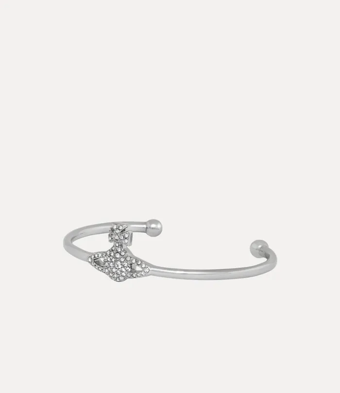 Vivienne Westwood Bracelets WomenMen Grace Bas Relief Open Bangle Platinum Crystal Crystal