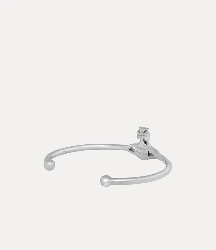 Vivienne Westwood Bracelets WomenMen Grace Bas Relief Open Bangle Platinum Crystal Crystal