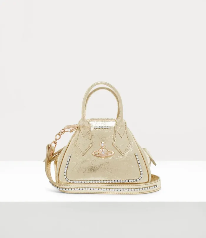 Vivienne Westwood Handbags Women Mini Yasmine Bag Gold Diamante Trim