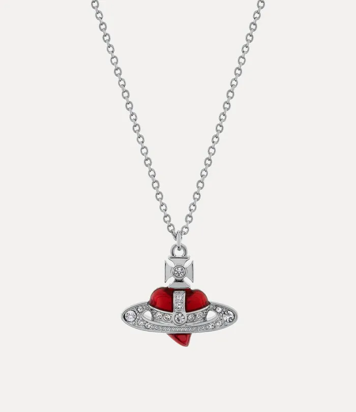 Vivienne Westwood Necklaces MenWomen New Diamante Heart Pendant Necklace Platinum Crystal Indian Pink Enamel Vivienne Westwood Necklaces MenWomen New Diamante Heart Pendant Necklace Platinum Crystal Indian Pink Enamel