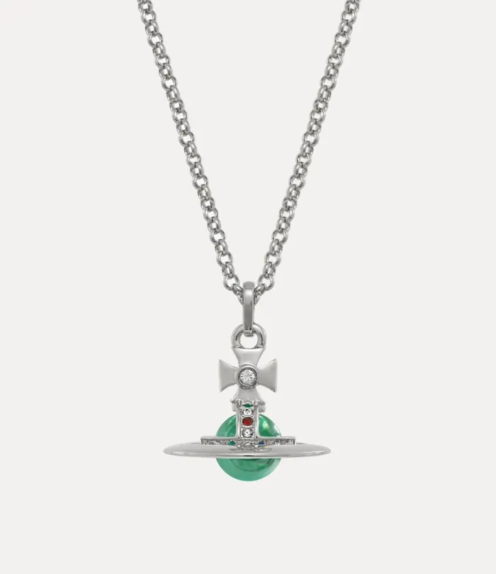 Vivienne Westwood Necklaces MenWomen New Tiny Orb Pendant Necklace Platinummint Greenmulti Vivienne Westwood Necklaces MenWomen New Tiny Orb Pendant Necklace Platinummint Greenmulti
