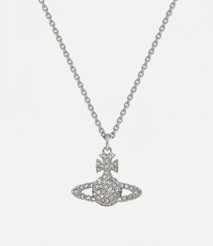 Vivienne Westwood Necklaces Women Grace Bas Relief Pendant Necklace Platinum Crystal Crystal