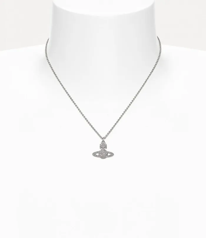 Vivienne Westwood Necklaces Women Grace Bas Relief Pendant Necklace Platinum Crystal Crystal
