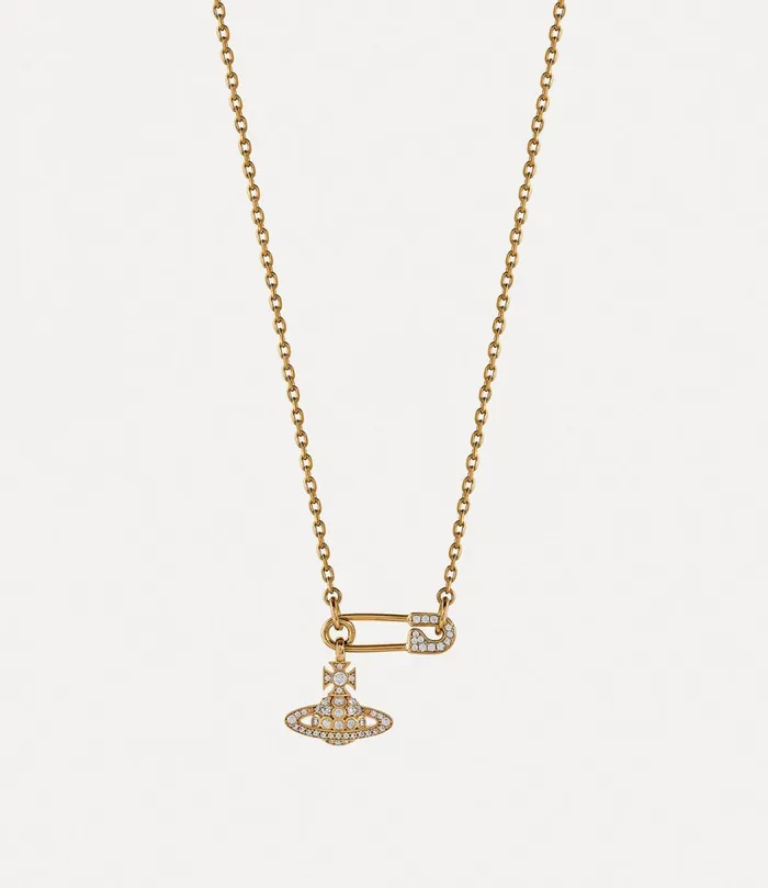 Vivienne Westwood Necklaces Women Lucrece Pendant Necklace Gold White Cz