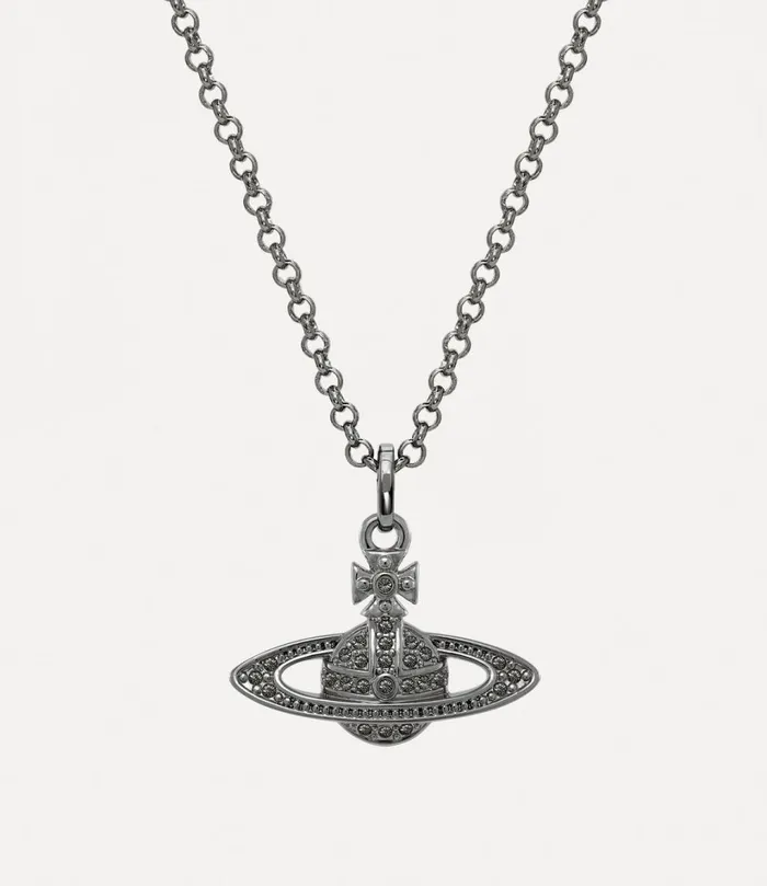 Vivienne Westwood Necklaces Women Mini Bas Relief Pendant Necklace Ruthenium Black Diamond Vivienne Westwood Necklaces Women Mini Bas Relief Pendant Necklace Ruthenium Black Diamond