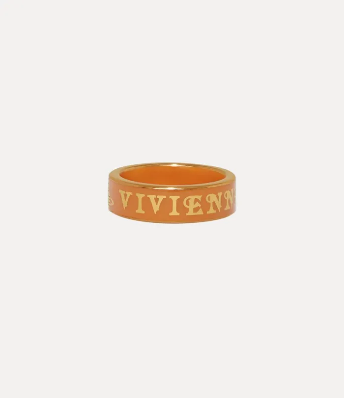 Vivienne Westwood Rings WomenMen Conduit Street Ring Gold Orange Enamel