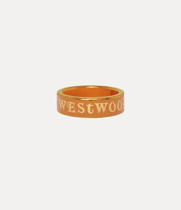 Vivienne Westwood Rings WomenMen Conduit Street Ring Gold Orange Enamel