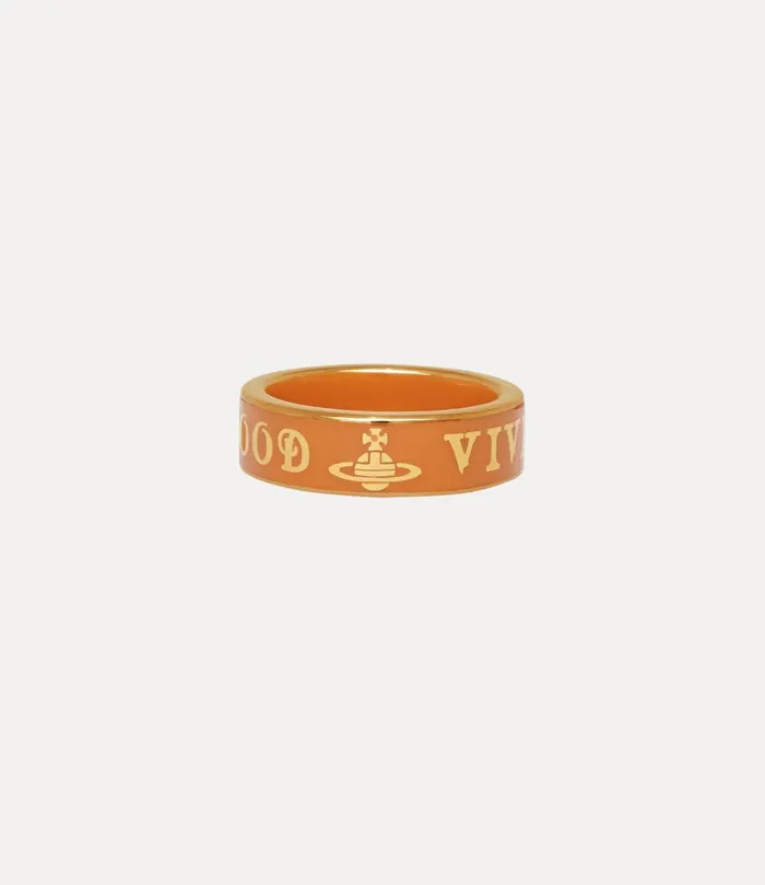 Vivienne Westwood Rings WomenMen Conduit Street Ring Gold Orange Enamel