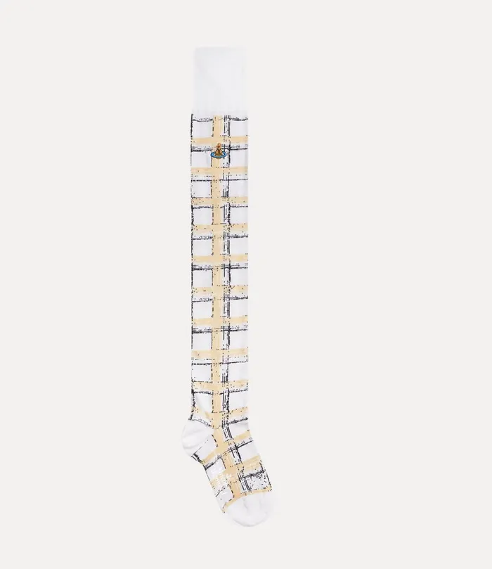 Vivienne Westwood Socks And Tights WomenMen Check Over The Knee Sock Beige