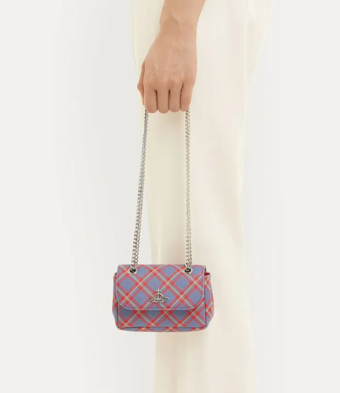 Vivienne Westwood Wallets And Purses Women Small Purse With Chain Handbag Blueorange Tartan