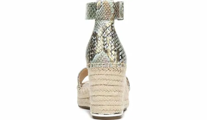 Wedges Women Franco Sarto Franco Clemens Espadrille Wedge Sandal Green Snake Print Faux Leather