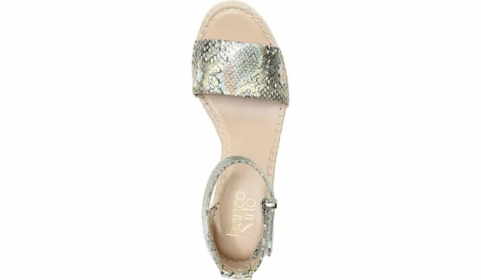 Wedges Women Franco Sarto Franco Clemens Espadrille Wedge Sandal Green Snake Print Faux Leather