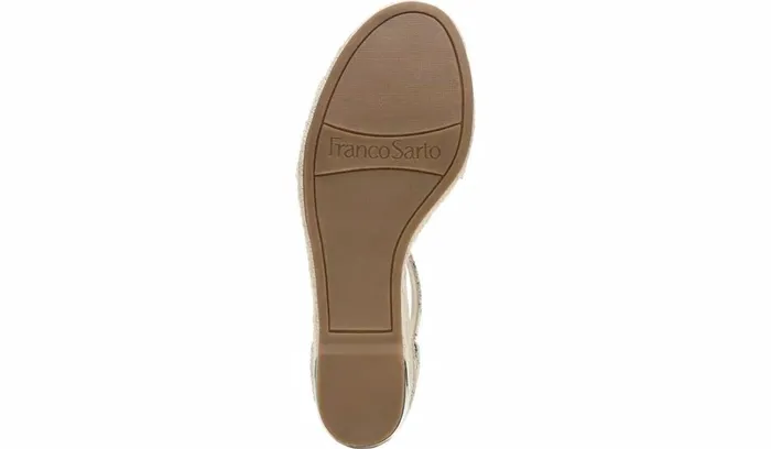 Wedges Women Franco Sarto Franco Clemens Espadrille Wedge Sandal Green Snake Print Faux Leather
