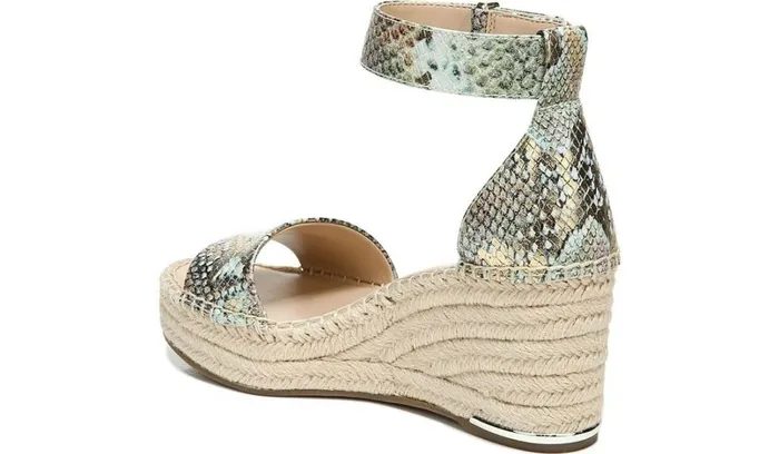 Wedges Women Franco Sarto Franco Clemens Espadrille Wedge Sandal Green Snake Print Faux Leather