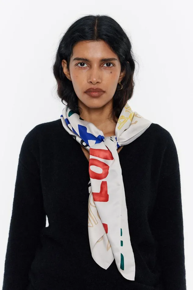 White Watercolor Logos Scarf Off White Women Bimba Y Lola Scarves
