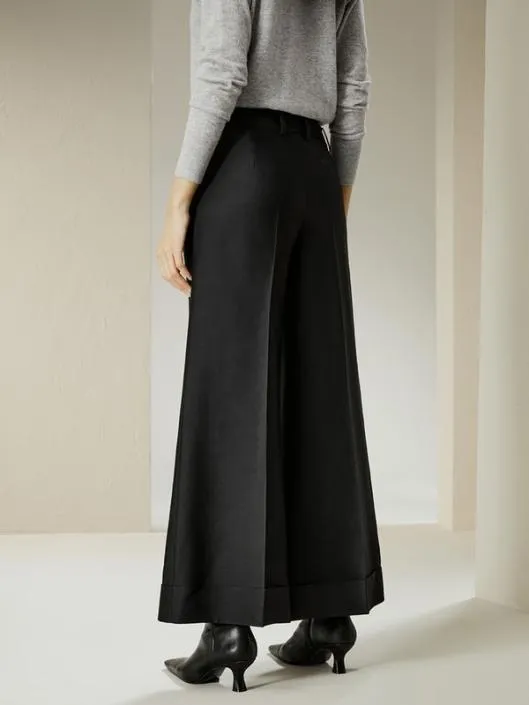 Wide Leg Silklined Wool Trousers Women Lilysilk Essentials