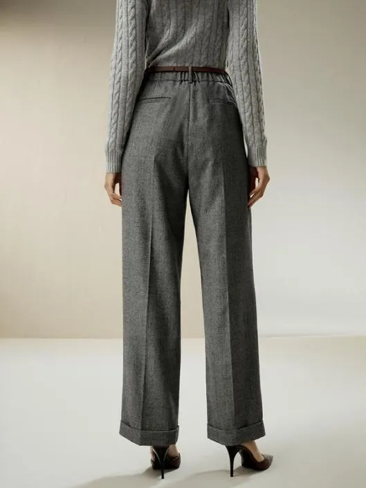 Wide Leg Woolflannel Suit Trousers Women Lilysilk Essentials
