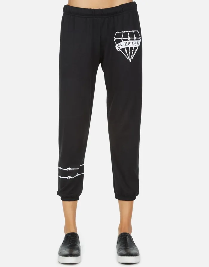 Women039s Alana Bone Diamond Black Lauren Moshi Crop Sweatpants