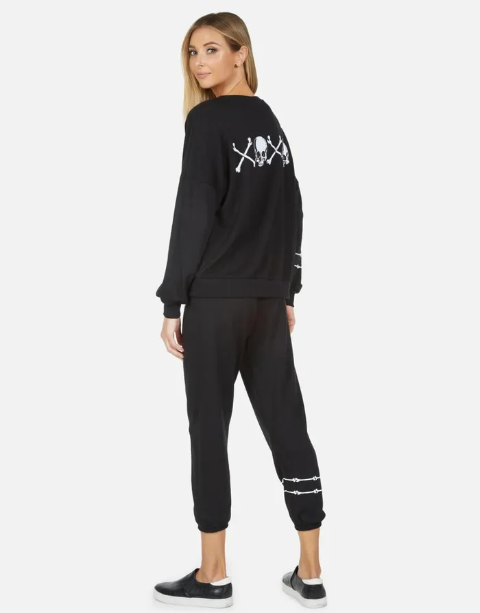 Women039s Alana Bone Diamond Black Lauren Moshi Crop Sweatpants