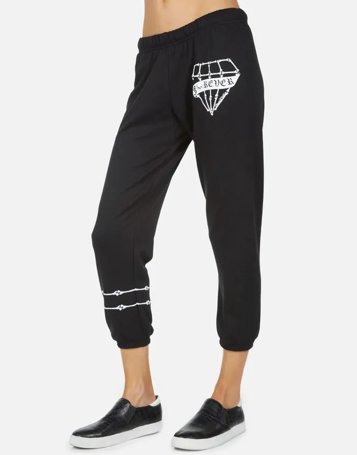 Women039s Alana Bone Diamond Black Lauren Moshi Crop Sweatpants