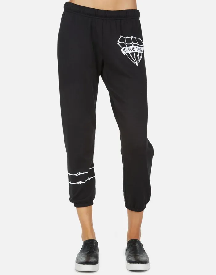 Women039s Alana Bone Diamond Black Lauren Moshi Crop Sweatpants