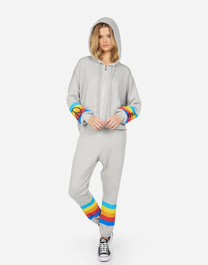 Women039s Alana Peace Rays Heather Grey Lauren Moshi Crop Sweatpants